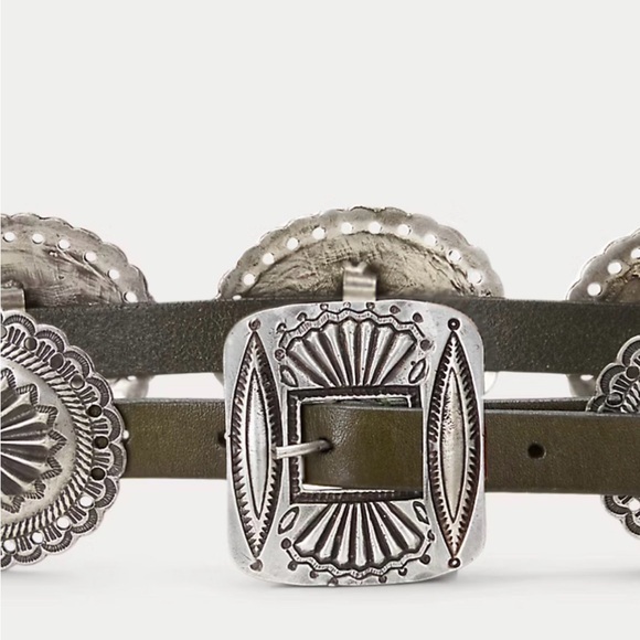 Polo Ralph Lauren Metal-Accent Leather Belt Olive Small NWT - Picture 3 of 6